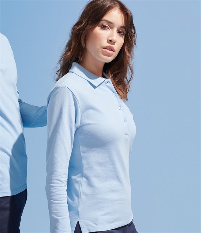 SOL S Ladies Podium Long Sleeve Pique Polo Shirt Fire Label
